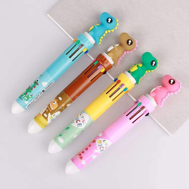 10 Colors Cute animal Ballpoint Pen Cartoon Dinosaur 0.5mm Colorful Pens Office School student stationery friend classmate gift