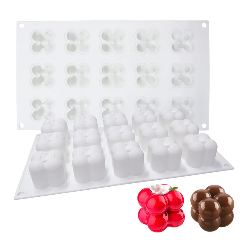 

15 Cavity Rubik's Cube Mousse Cake Silicone Mold 3D Chocolate Baking Mould Dessert Cake DIY Decorating Art Cakes Crafts