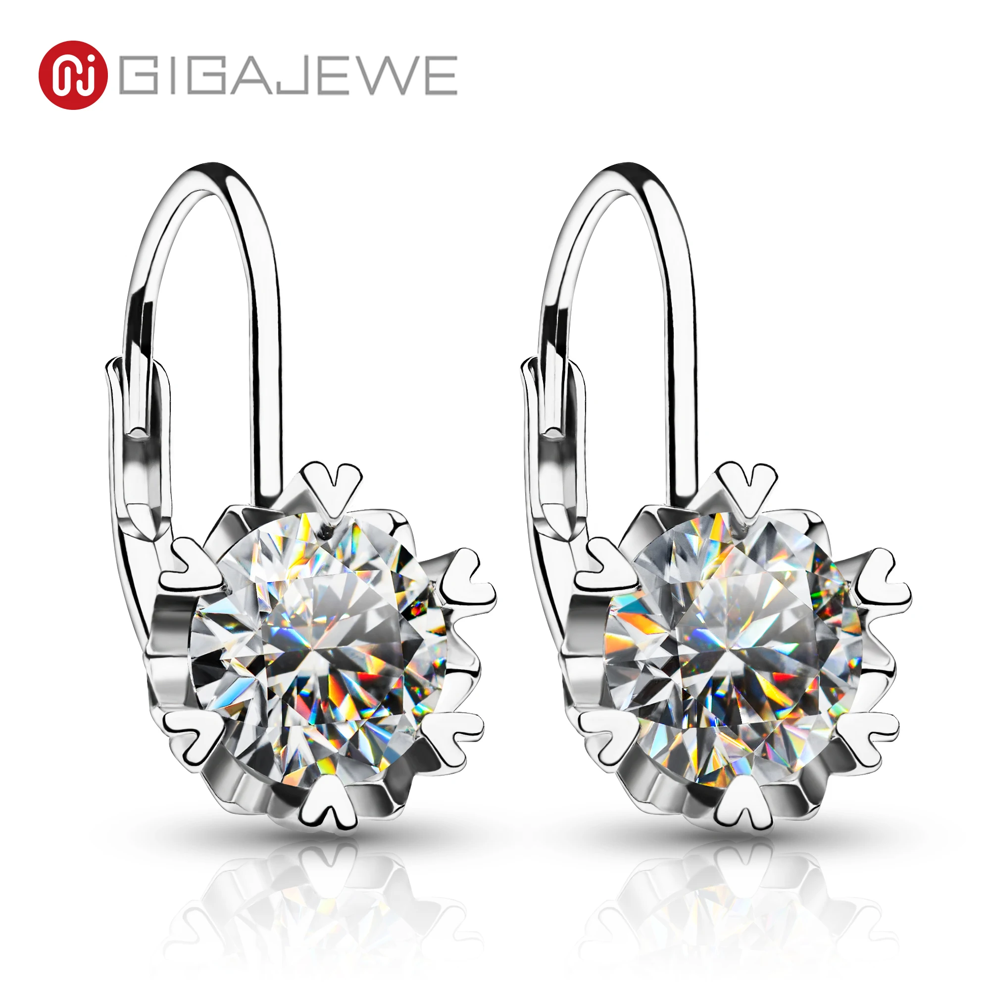 GIGAJEWE Moissanite D Color VVS1 łącznie 2,0ct 925 srebrny kolczyk wiszący 18K Test diament powlekany złotem przeszedł Test biżuterii kobieta dziewczyna Gif