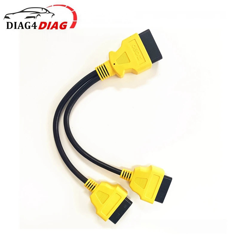 30cm 16Pin OBD2 Connector Cable Male to Dual Female Y Cable OBDII Splitter Extension Cable 1-2 Car Diagnostic Cable 