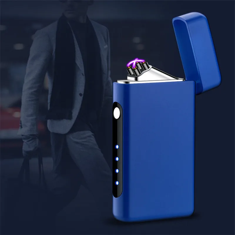 Type-C ABS USB Charging Lighter Pulse Double Arc Lighters Windproof Electronic Cigarette Lighter Personality Gift for Men