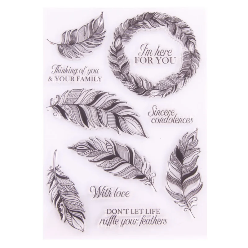 1 folhas bonito pena silicone selo claro diy scrapbook diário coloração gravação álbum decoração de borracha artesanal reutilizável