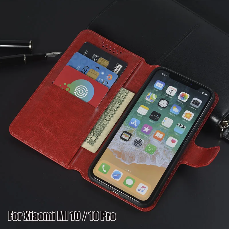 Luxury PU Leather Cover Case For Xiaomi MI 10 10 Pro Case Flip Protective Phone Back Cover Bag Capa For Xiaomi MI 10 10 Pro