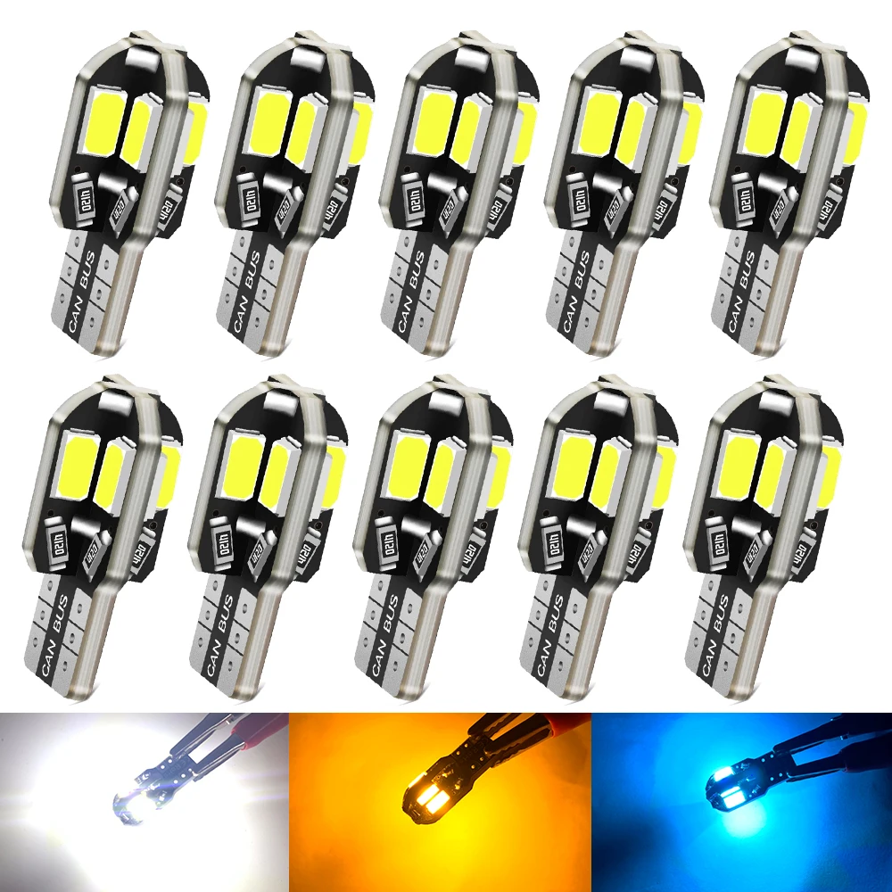 10X T10 Led Car Interior Bulb Canbus W5W for Bmw E90 E46 E60 F10 F30 E39 E36 F20 X5 E70 E53 E92 M3 E91 E30 E87 X1 White Ice Blue