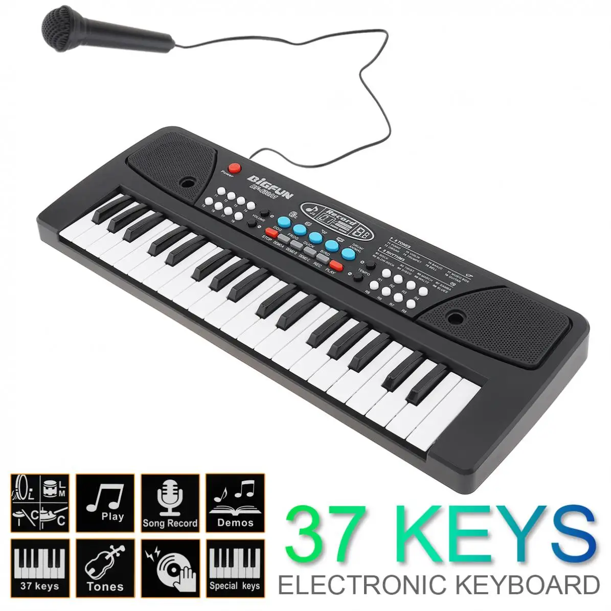 37 Keys ABS Electronic Keyboard Piano Digital Music Key Board with Microphone Children Gift Musical Enlightenment