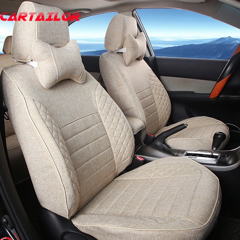 CARTAILOR Linen Cloth Seat Cover for Jeep Grand Cherokee 2018 2019 2020 2021 Seat Covers Cars Accessories Protectors Cushion Set