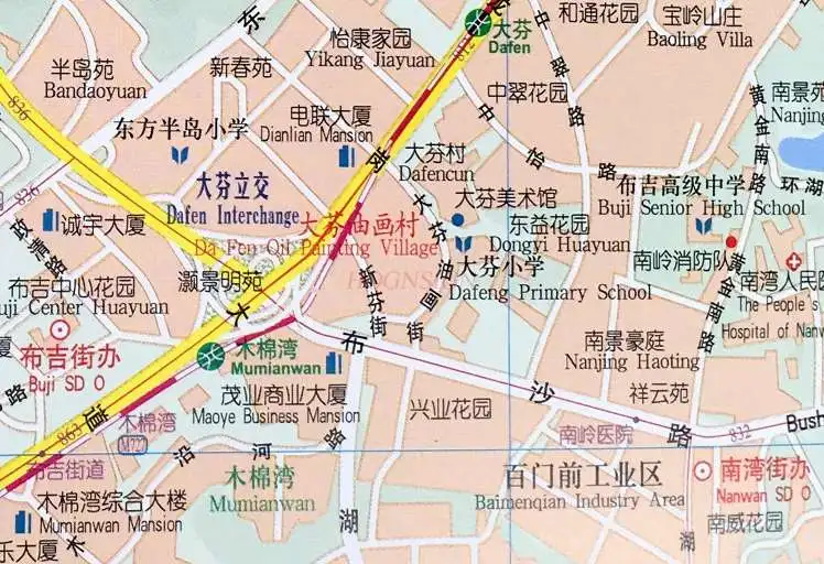 Shenzhen Map Chinese-English Translation Street Map of Shenzhen City District Shenzhen Map Traffic Map Road Map Guide