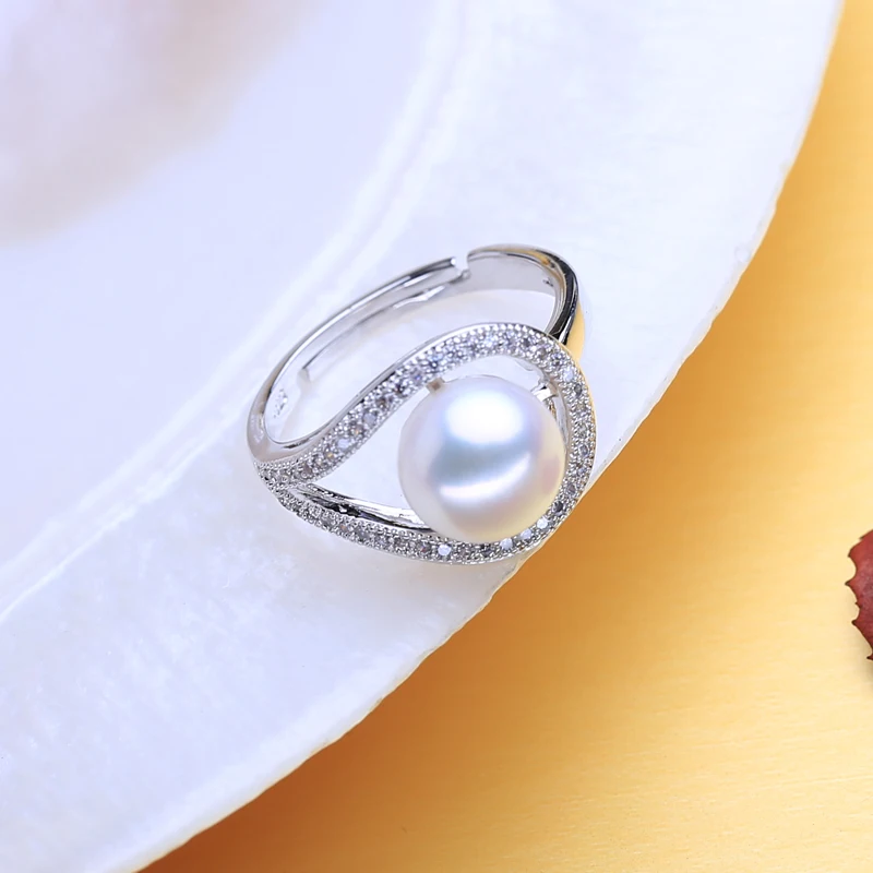 

Кольца FENASY с натуральным пресноводным жемчугом, новые модные регулируемые кольца из стерлингового серебра 925 пробы для женщин, оптовая продажа