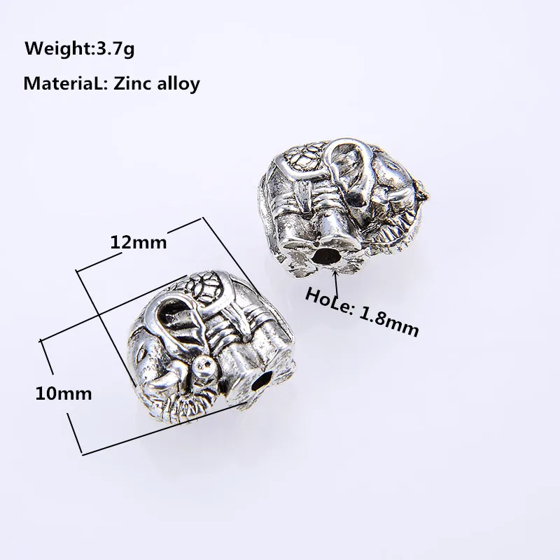 10PCS/ package DIY Handmade Yoga Antique Silver Plated Elephant Spacer Loose Beads for Jewelry Making Bracelet