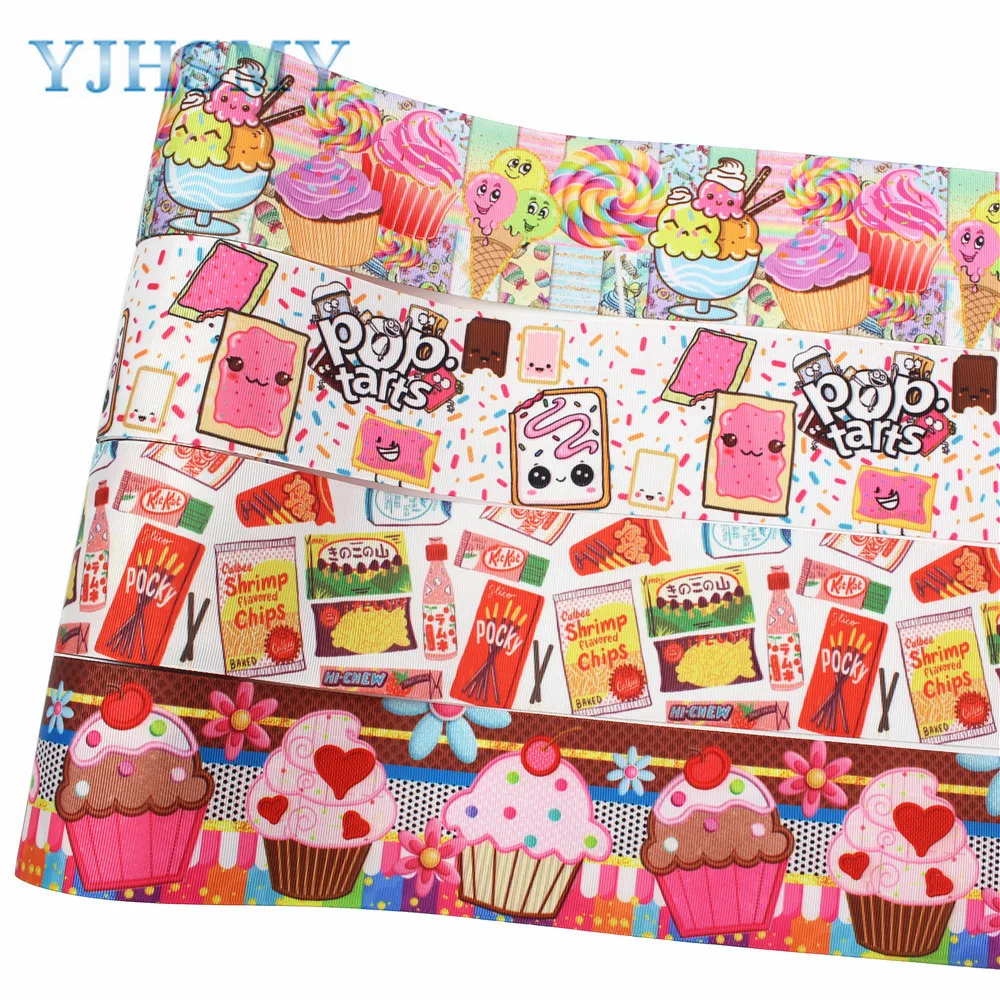 L-20522-420 3”Fun snacks Print Pattern Ribbon , 5 yards DIY handmade hair accessories Material , Bow Decoration