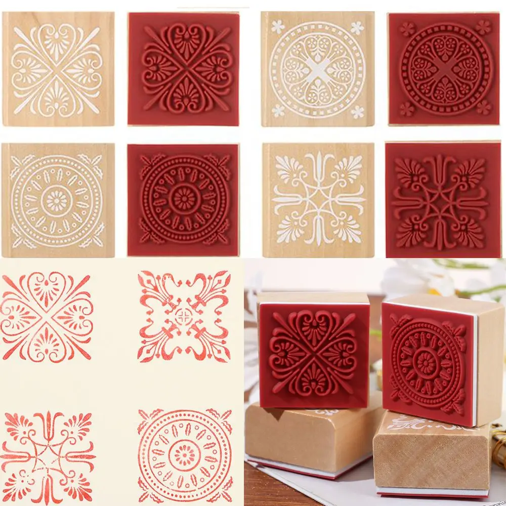 Heißer Verkauf Vintage Platz Floral Holz Briefmarken Dichtung Gummi Briefmarken Scrapbooking, Der Dekorative Nähen DIY Handwerk Werkzeuge