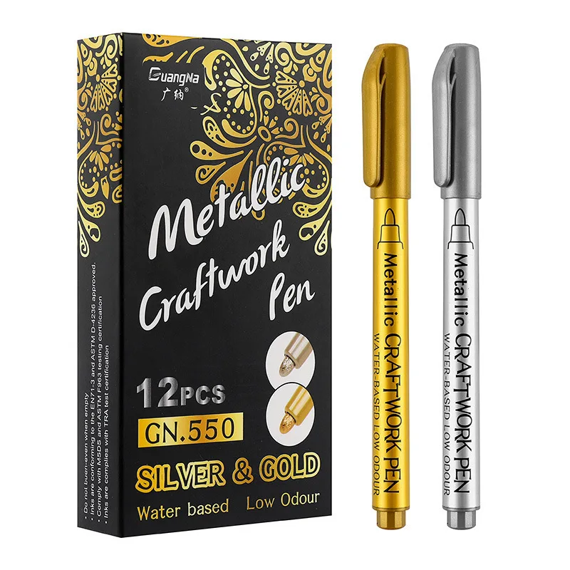 

New Arrival 550 Metal Color Craft Pen, Gold And Silver Marker Pen, Sign In Signature Pen, Greeting Card Photo Album Metal Pen