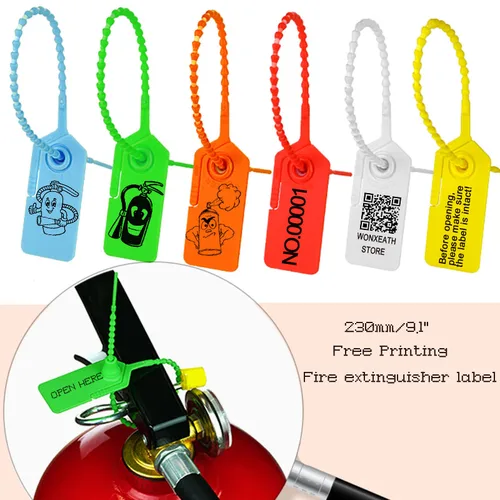 Sello de plástico personalizado para extintor de incendios, etiqueta de seguridad desechable con cuentas, brida para cables personalizada, logística, etiqueta para prendas de vestir, 230mm/ 9,1""