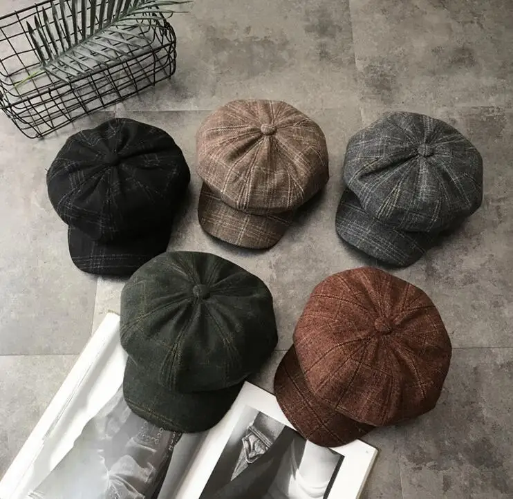 2020 Auutmn Ladies Winter Hat Solid Color Octagonal Newsboy Hat Men's and Women's Casual Wool Hat Winter Beret Painter Hat