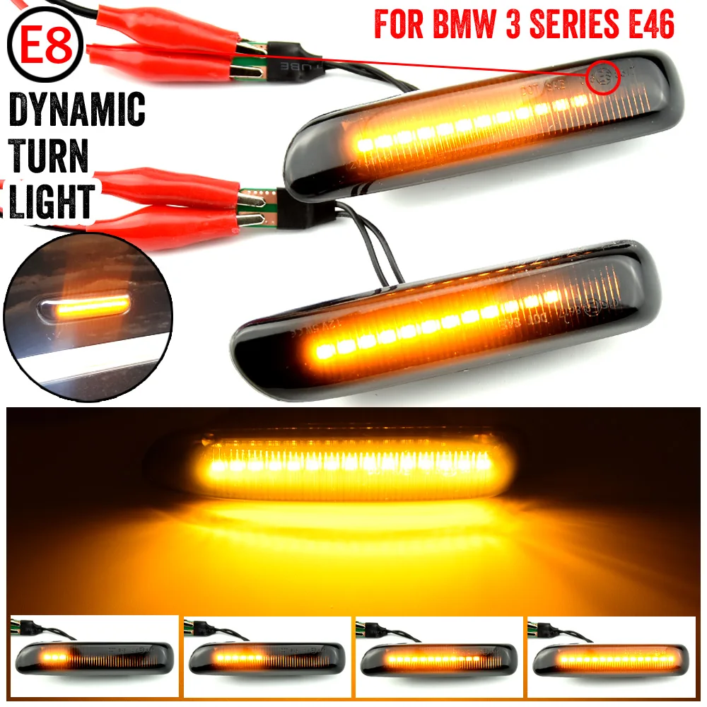 

2X LED Dynamic Side Marker Turn Signal Blinker Flowing Water Blinker Flashing Light For BMW 3 Series E46 Compact All