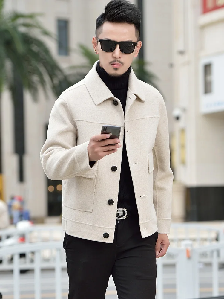 100% Wool Boollili Coat Men Short Double-sided Wool Jacket Overcoat Korean Style Mens Coats and Jackets Casaco Masculino