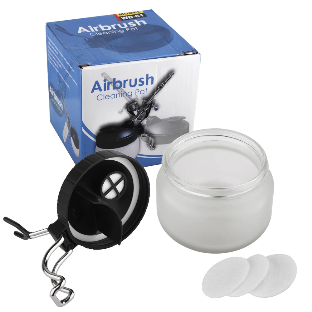 Airbrush Cleaning Pot Spray Gun Cleaner Glass Air Brush Easy Holder Clean Paint Jar Bottle Spray Gun Sprayer Clean Tools Set