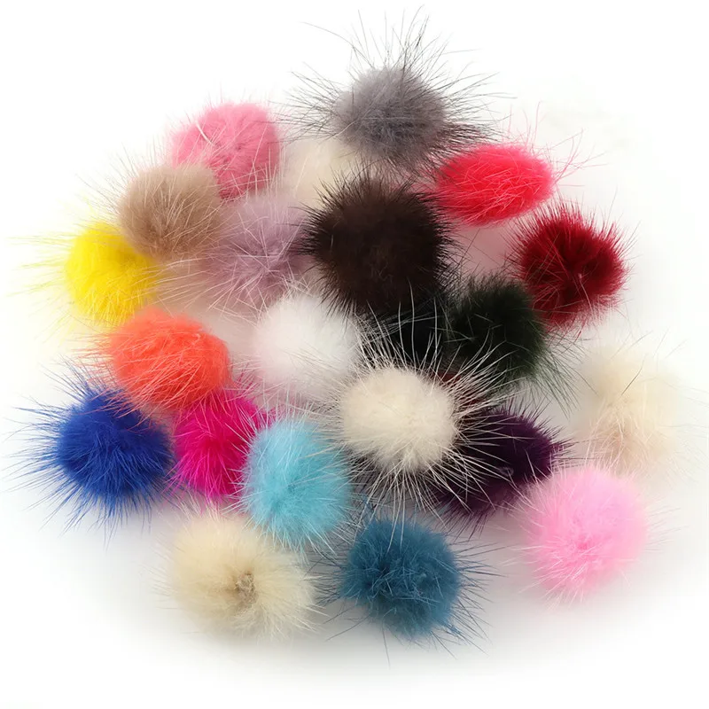 10pc 25mm Diy Pompon imitacja norki futrzaste kulki pompony na brelok do kluczy z obręczą buty kapelusze puszyste Pom Pom Diy rzemiosło akcesoria materiał