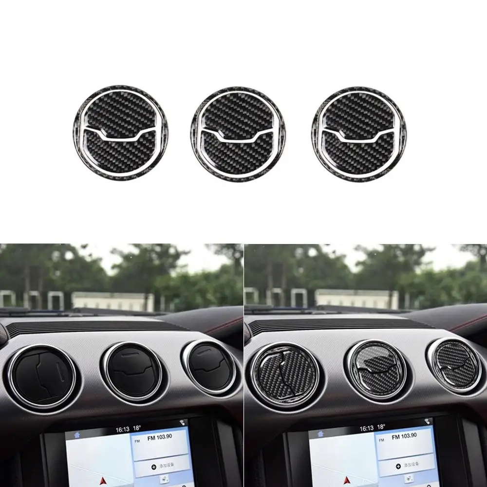 Carbon Fiber Interior Air Condition Vent Outlet Cover Trim Fit For Ford Mustang 2015-UP