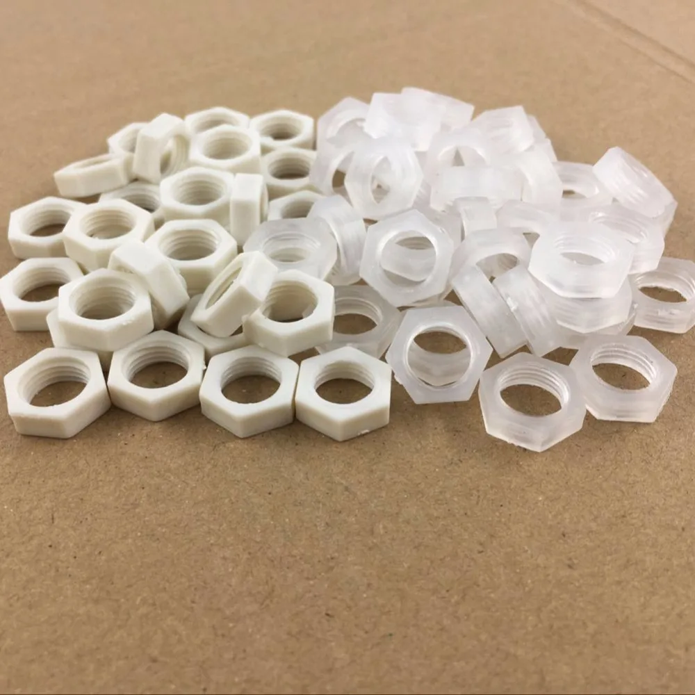 100pcs/Lot 4mm thick M10 Screw Plastic Nut, Hex Nuts Hexagonal DIY