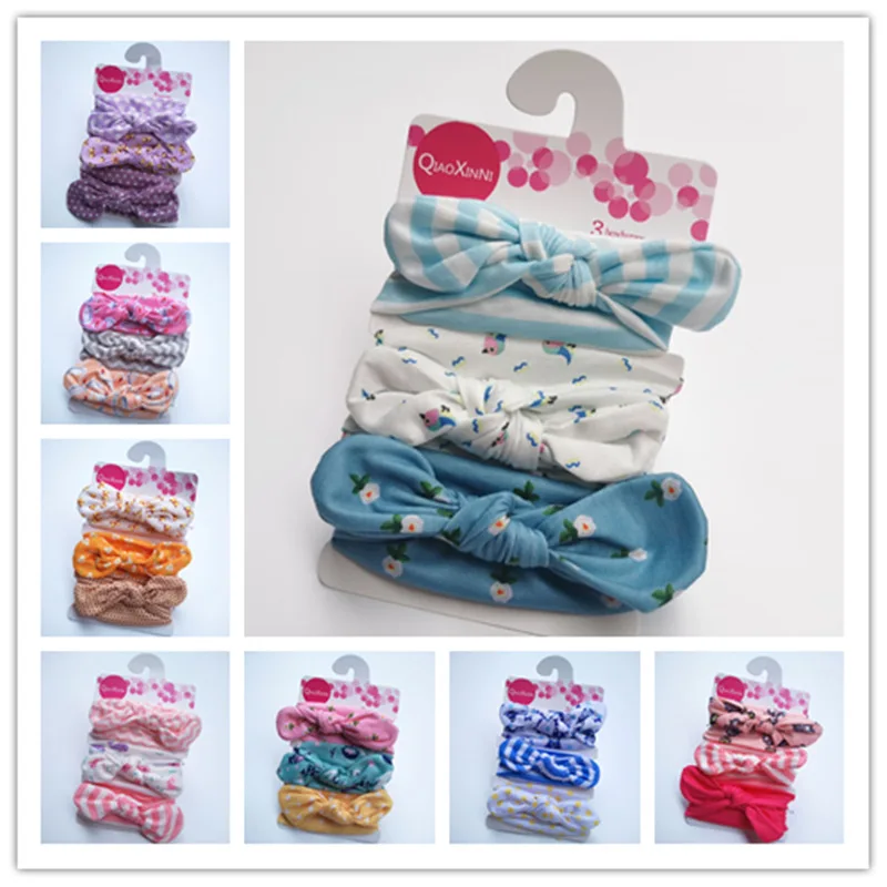 

New 3pcs/Lot Baby Girl Bebe Cotton Rabbit Ear Baby Headband Turban Bowknot Elastic Hairband Headwear Head Wraps Hair Accessories