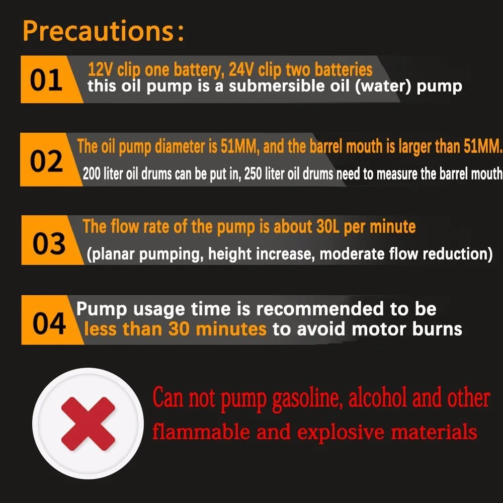 Pompe électrique submersible pour eau, huile et carburant, 12L/min, 12-24V cc, diamètre 38 ou 51mm, pour aspiration de différents types de liquides