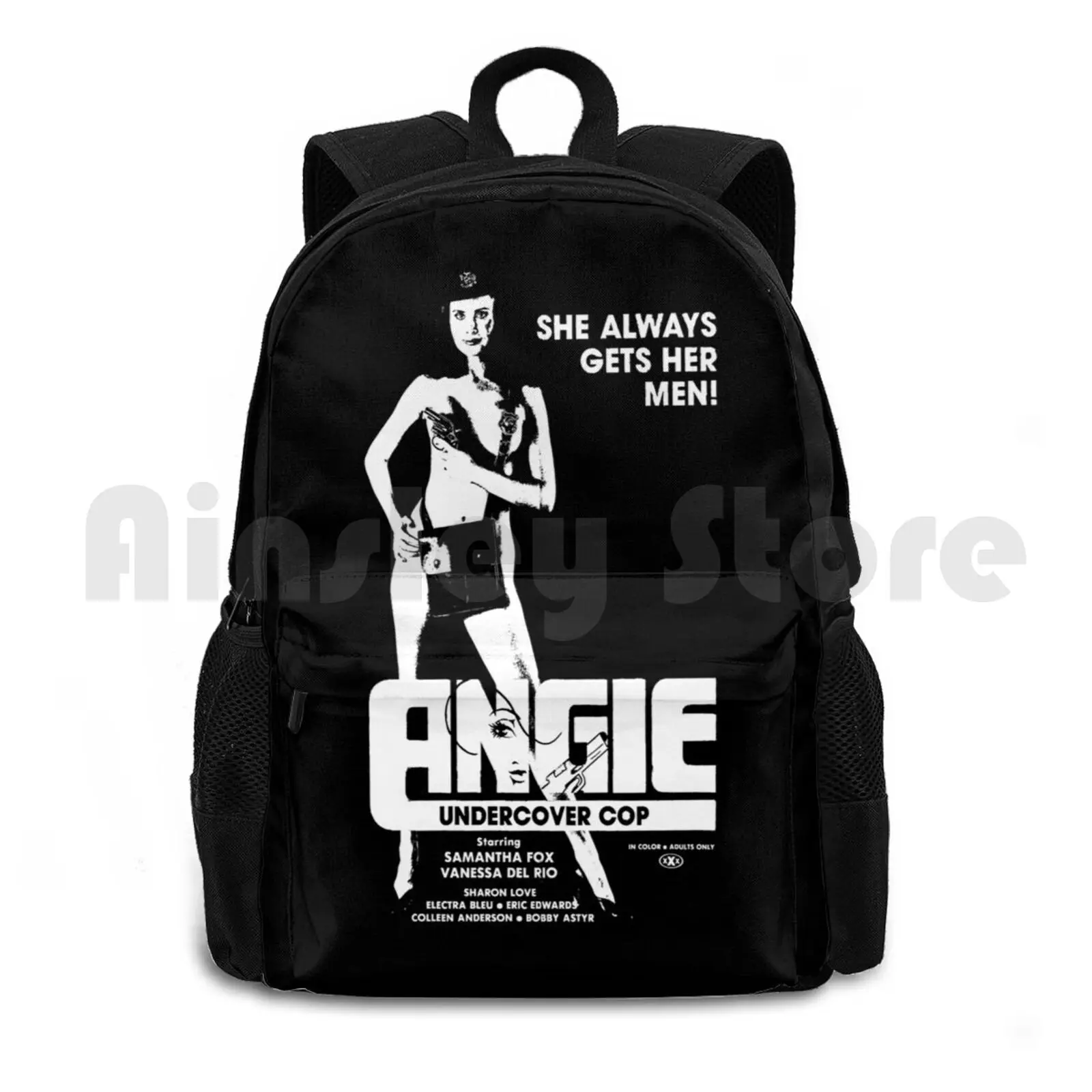 Angie Undercover Cop Outdoor Hiking Backpack Waterproof Camping Travel Vintage Retro Vintage Movies Exploitation Exploitation