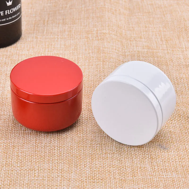 1PC Solid Color Elegant Flower Tin Box DIY Candle Jar Balm Round Empty Case Portable Lipstick Spices Storage