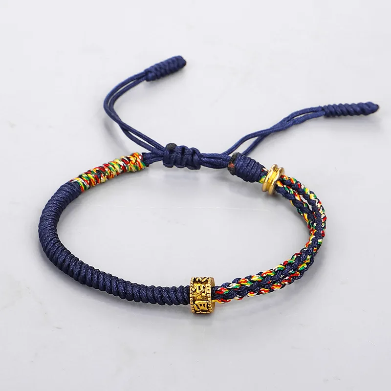 Handmade Bracelet Tibetan Buddhist Six-character Mantra Beads Braided Cotton Lucky Rope Bracelets For Women Men Amulet Jewellry