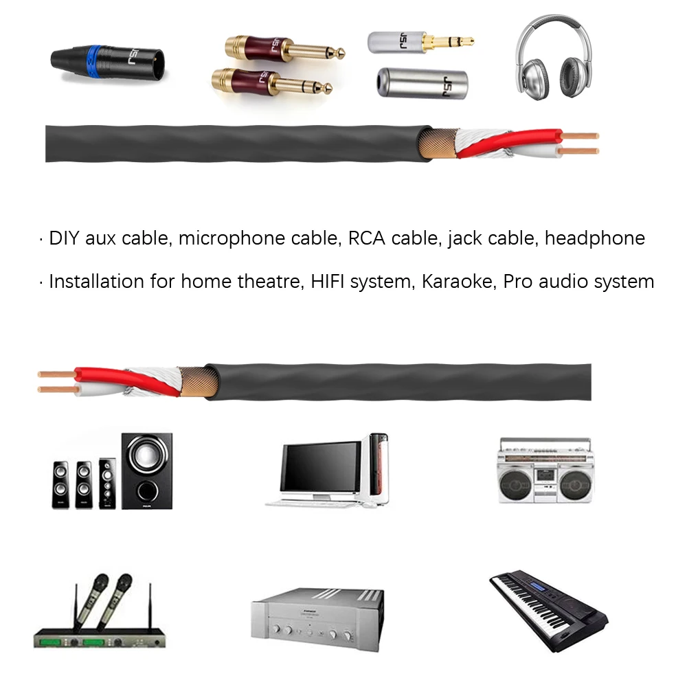 Filo Audio digitzulu per cavo RCA fai da te Mini microfono Aux 3.5MM 6.35mm 1/4 