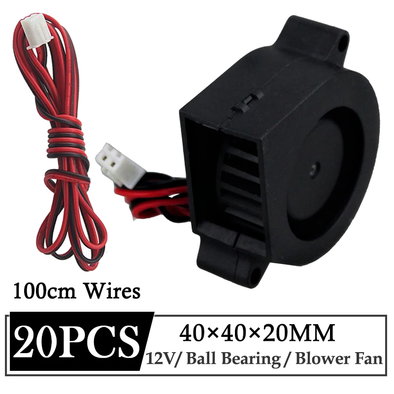 

20Pcs/Lot Gdstime 12V 40mm 40mmx20mm Dual Ball 1M Wires DC Brushless 3D Printer Blower Heatsink 4cm 4020B Turbo Cooling Fan