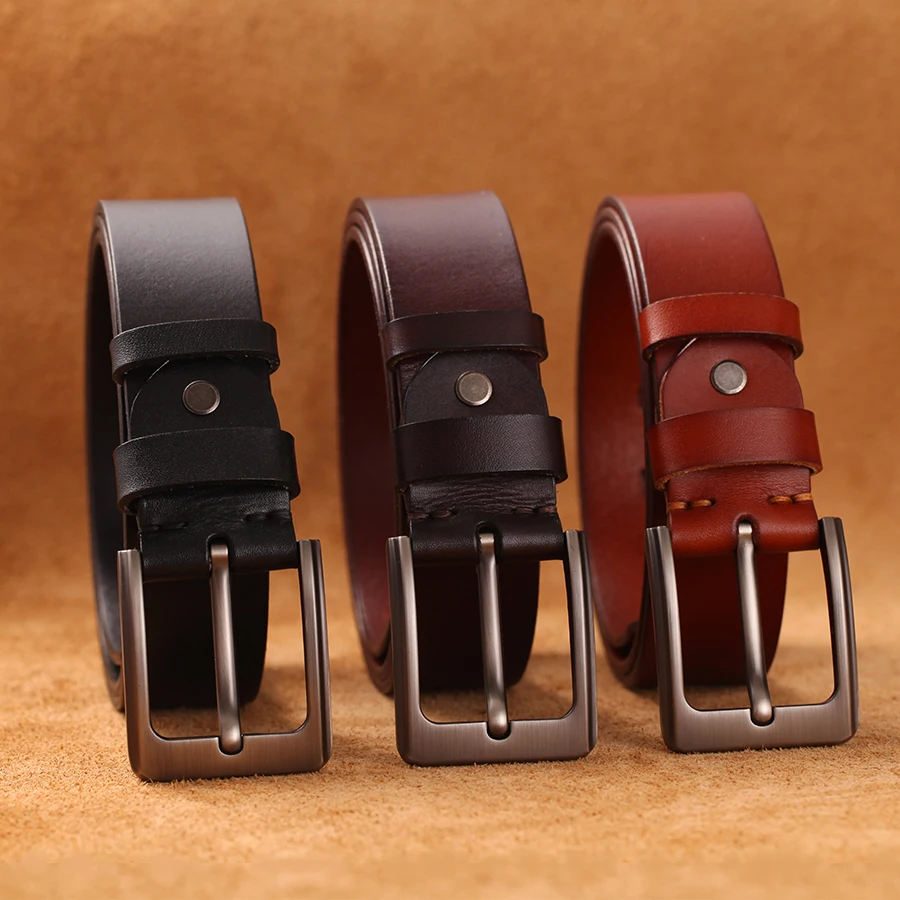 VAMOS KATOAL 100% Genuine Leather Belts For Men High Quality Casual Jeans Belt Cowskin Business Belt Cowboy waistband