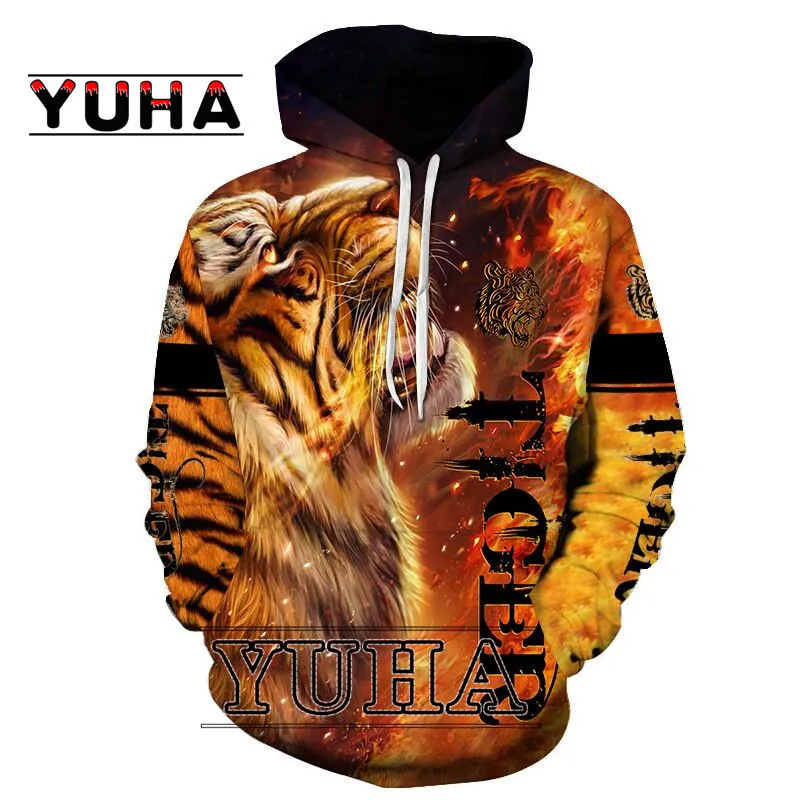 

New beastmaster tiger 3D printed hooded sweatshirt jacket for men and women fun street leisure sports essential oversized hoodie