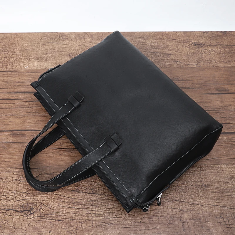 جديد أزياء الرجال حقائب الخضار المدبوغة جلد طبيعي 15 بوصة حقيبة كمبيوتر محمول حقيبة يد عادية حقائب كتف جلدية الذكور