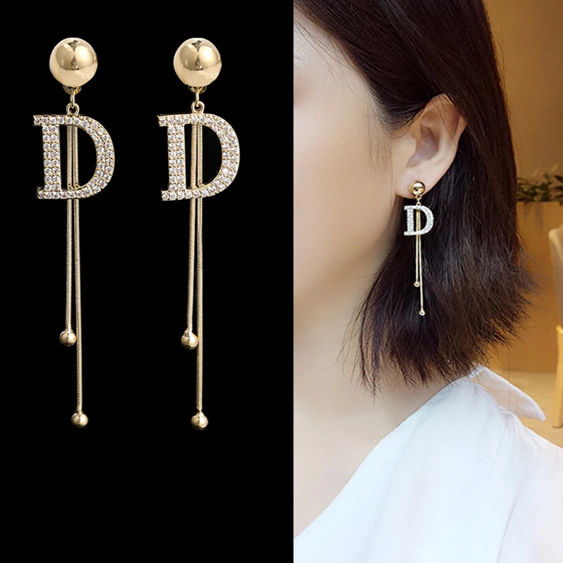 New Fashion Vintage Glossy Arc Bar Long Thread Tassel Drop Earrings for Women Gold Color Fashion Jewelry Hanging Pendientes