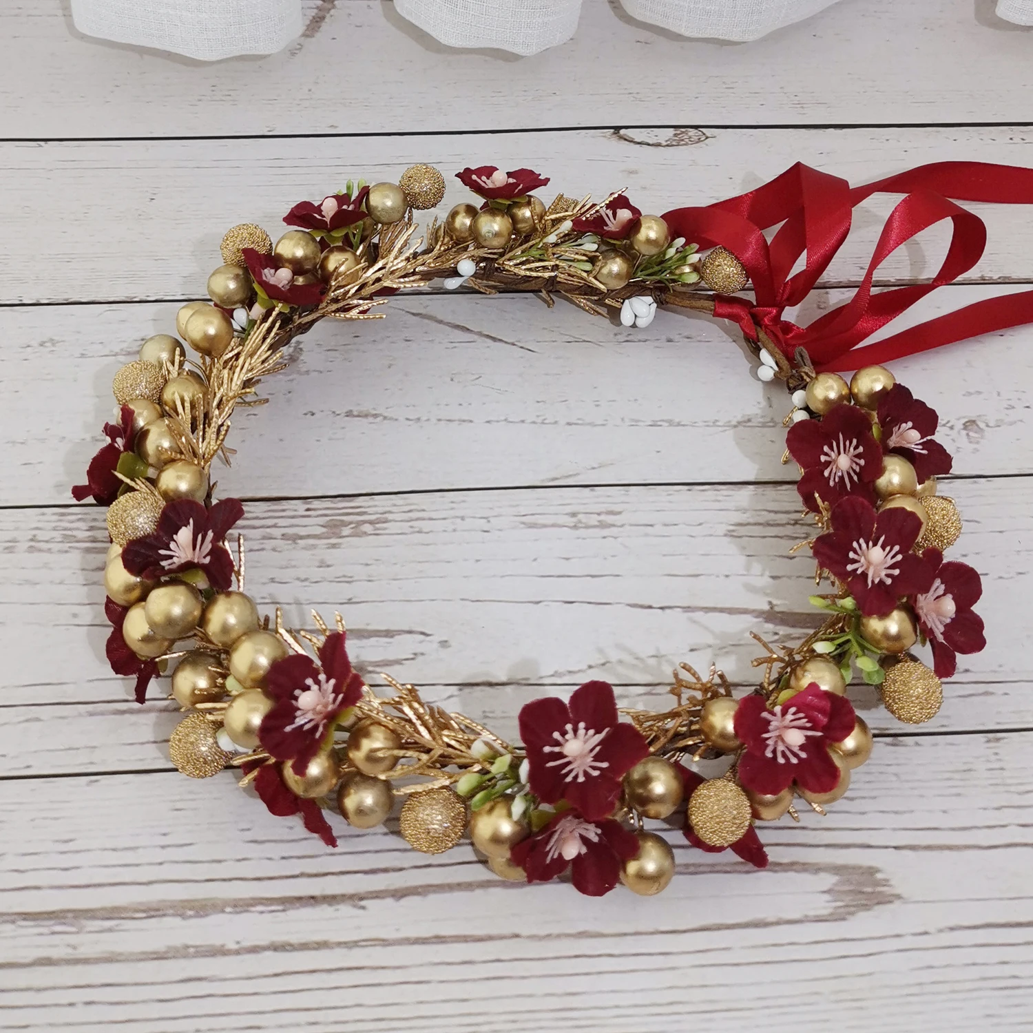 Corona de flores de Navidad, diadema para Festival, accesorios para el cabello para mujer, tocado, guirnaldas florales de Año Nuevo, sombreros de flores de Navidad