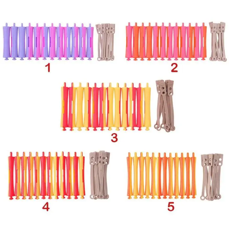 12Pcs/Set DIY Perm Rod Professional Salon Hair Roller Rubber Band Hair Clip Curling Curler Hairdressing Maker Styling Hair Tool