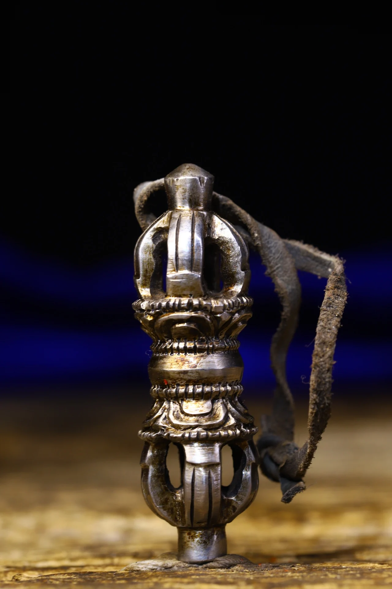 2”Xizang Folk Old Tiantie Cinnabar Hand Beat Five Elements Pendant Amulet Dorje Vajra Phurpa Town house Exorcism