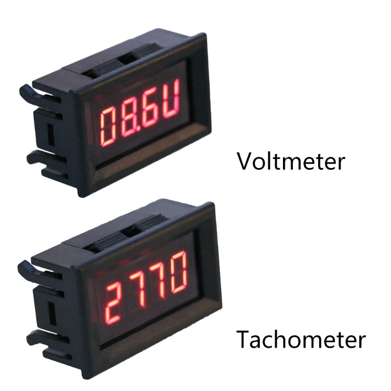 2 in 1 LED Tachometer Gauge Digital RPM Voltmeter for Auto Motor Rotating Speed