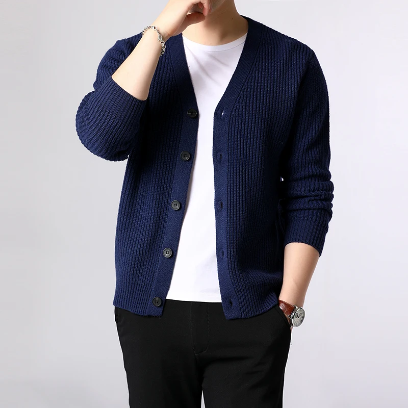 Pull en tricot chaud de style coréen pour hommes, cardigan optique, pulls ajustés, vêtements décontractés pour hommes, nouvelle marque de mode,