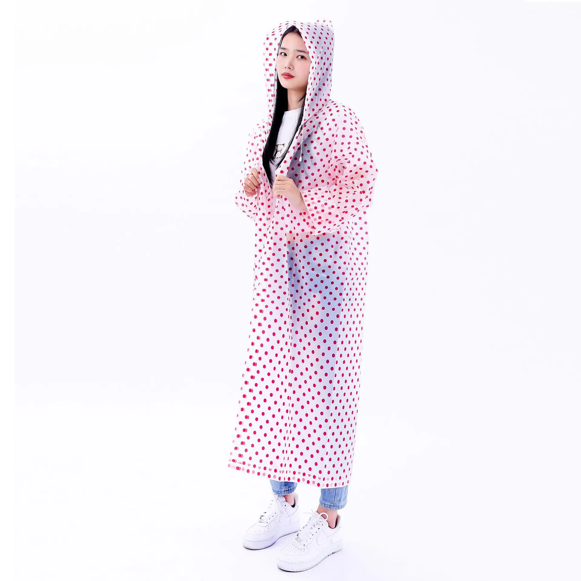 Adult EVA wave dot dot walking raincoat for men and women single raincoat disposable raingear