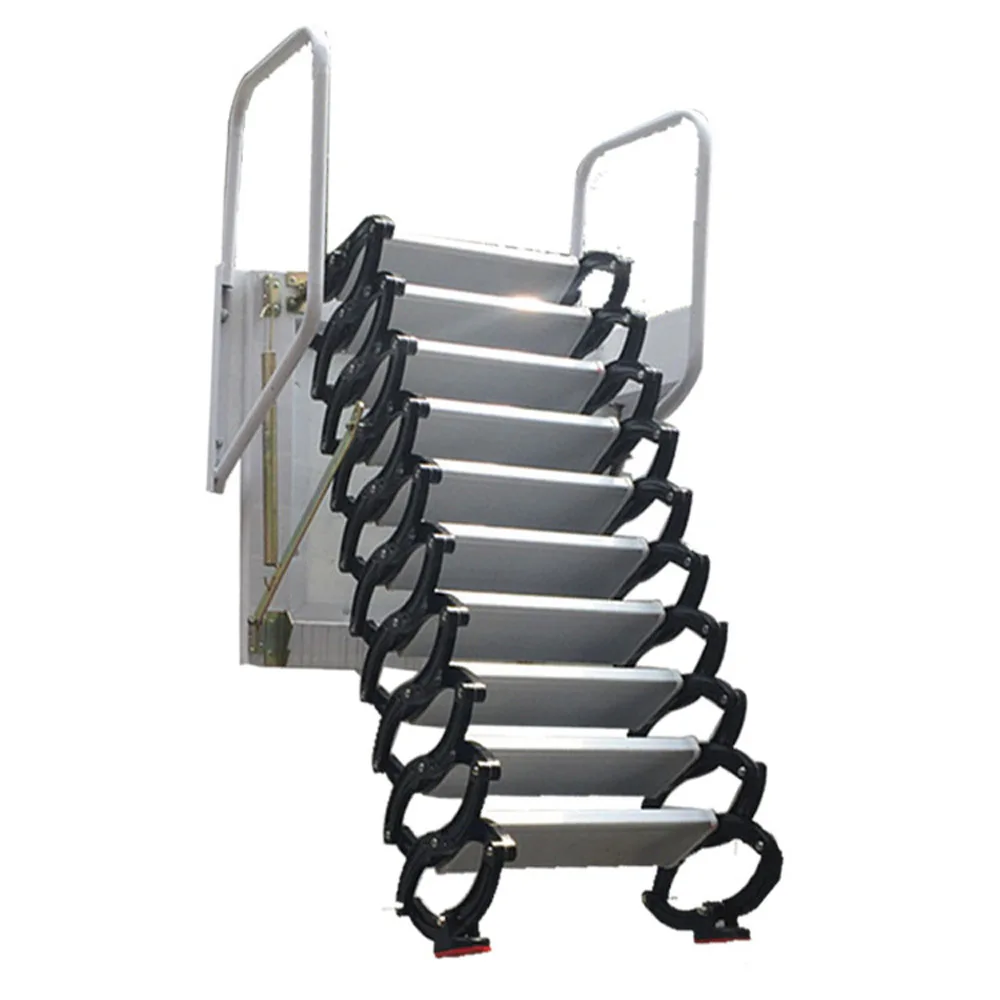 

2.5-3M Stairs Folding Ladder Stairs Hidden Ladder Steel Metal Large Wall Mounted Loft Wall Ladder Height Extend Folding Stairs