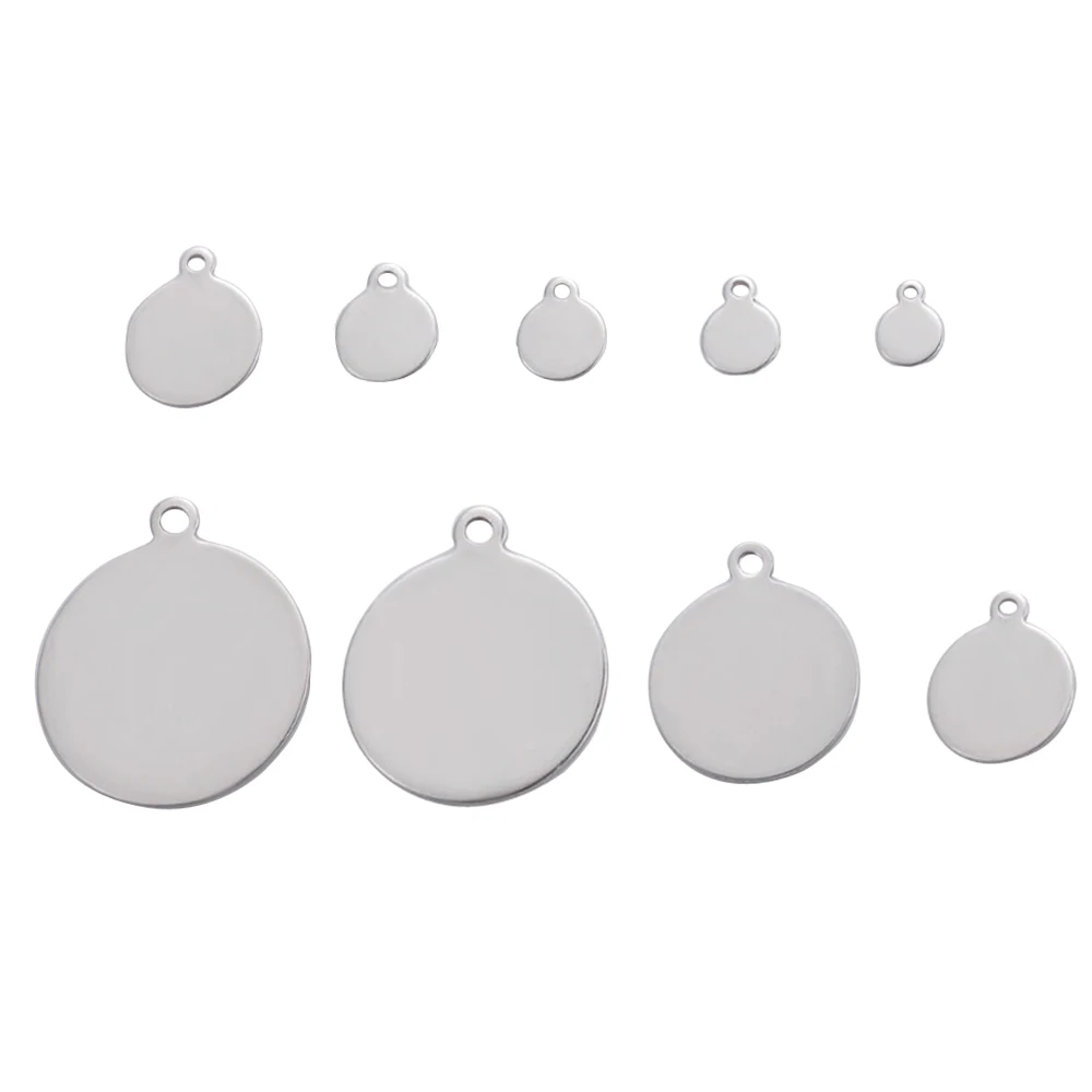 20Pcs 6-30mm Stainless Steel Charms Round Tag Disc Pendants For DIY Jewelry Making Accessories Wholesale