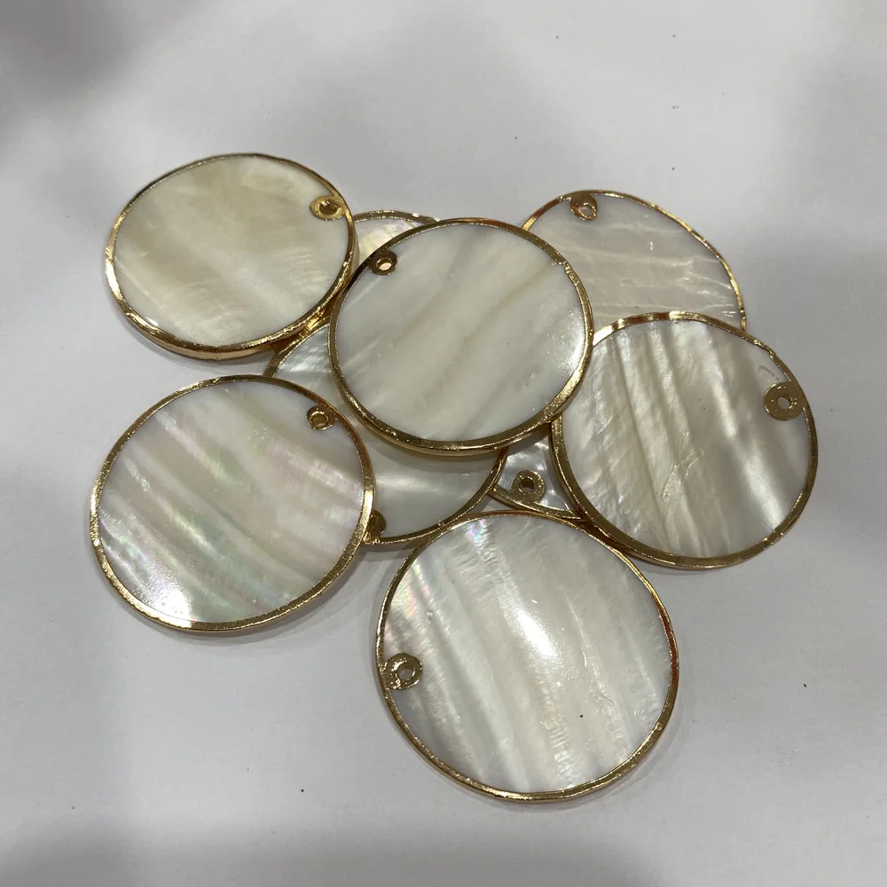 4Pcs Pendant Accessories Wafer White Shell Pendant For Jewelry Making Necklace Earring Handiwork Sewing Accessory