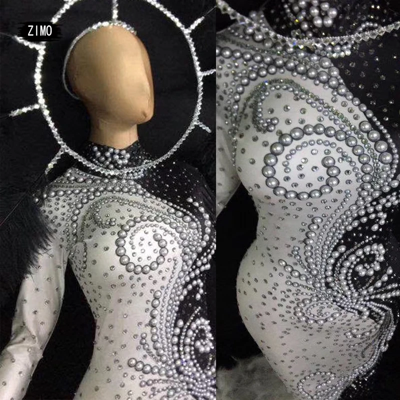 Pérola pena preto branco foor vestido feminino strass sereia vestido longo baile de formatura para festa de aniversário à noite palco festival roupas