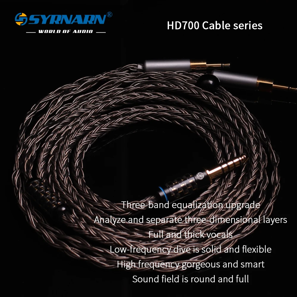 SYRNARN 16 Core Headphone Cable 4Pin XLR 2.5/3.5/4.4mm 2m 3m for Sennheiser HD700 2m 3m Upgrade Balanced Cable Silver Plated