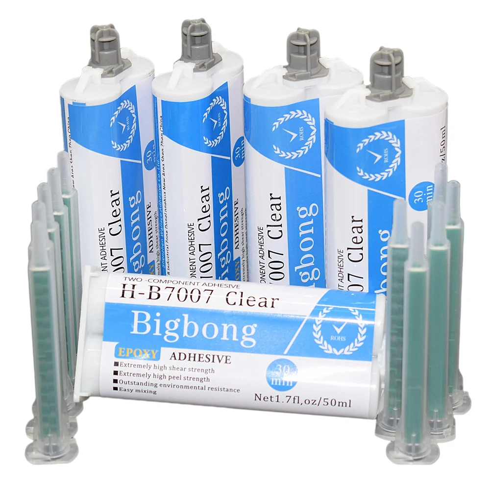 5pc Epoxy Resin Adhesive Glue 50ml Strong Adhesives 1:1 Two Component Transparent AB Glues Set with 10pcs Static Mixing Nozzles