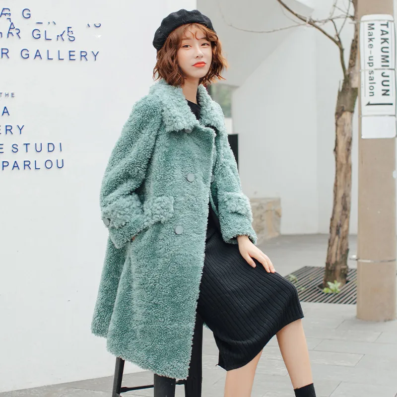 

Real 2020 Fur Coat Winter Jacket Women Sheep Shearling 100% Wool Coat Female Korean Long Jackets Manteau Femme YS968923 s