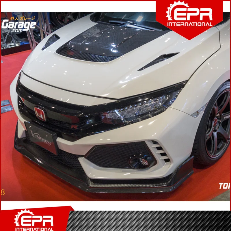 For Civic Type R FK8 VRSAR1 Style Carbon Fiber Front Lip Trim FK8 Racing Part Glossy Carbon Front Splitter FK8 Body Kit 5Door