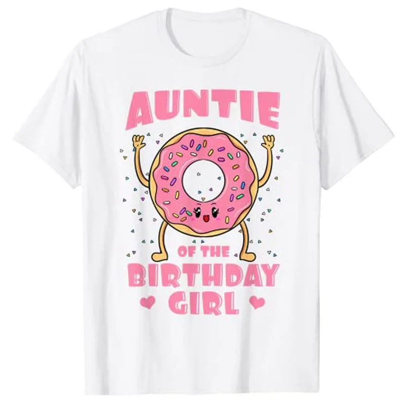 Auntie Of The Birthday Girl Pink Donut Bday Party Aunt Aunty T-Shirt